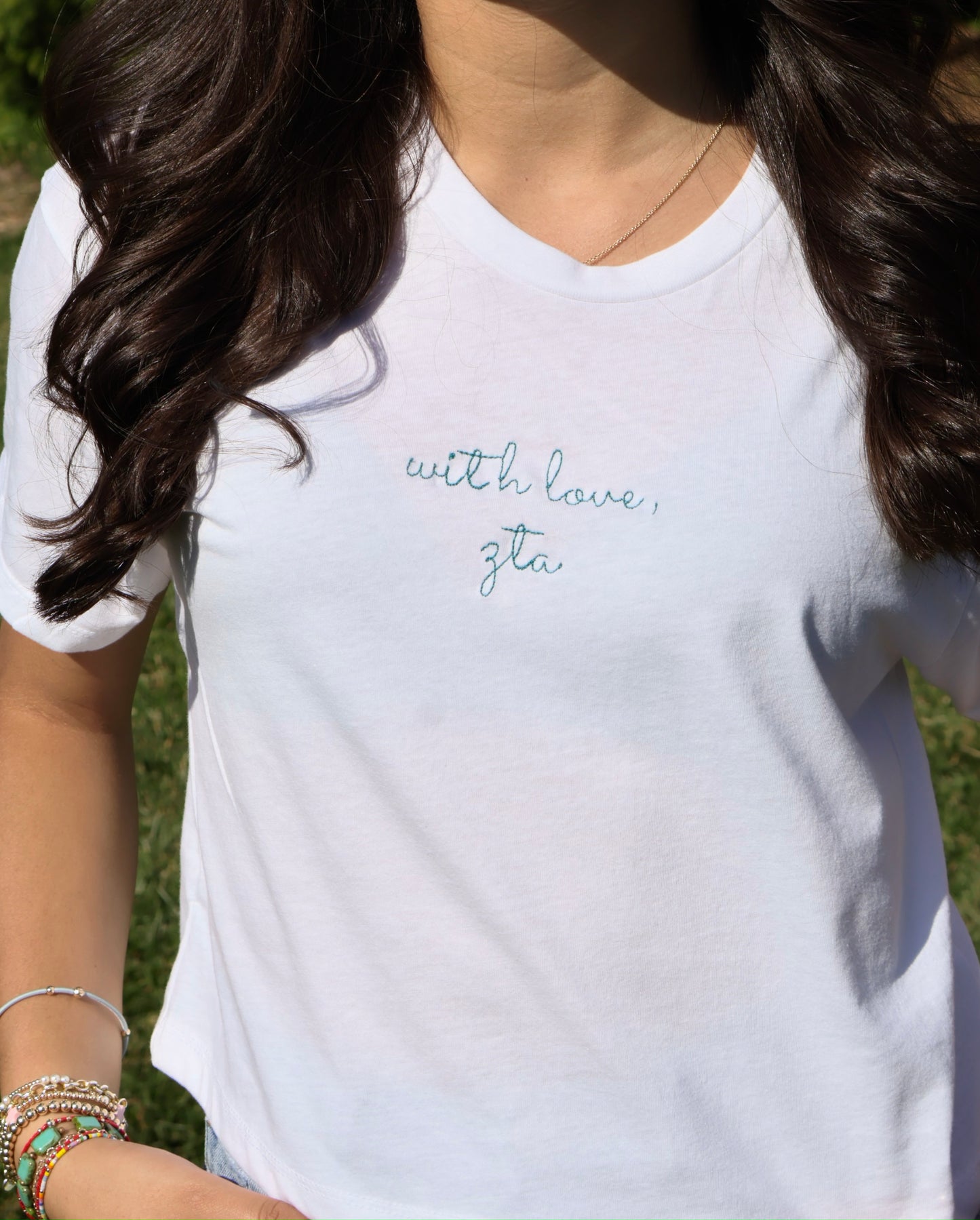 Zeta Tau Alpha Embroidered With Love Cropped T-Shirt