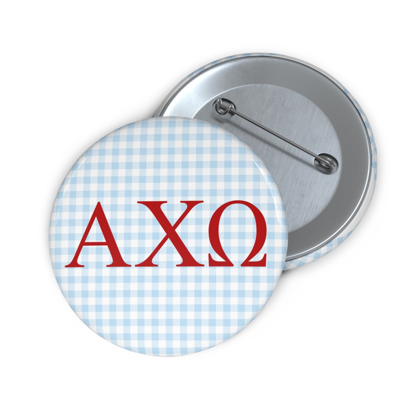 Blue Gingham Sorority Pin Buttons