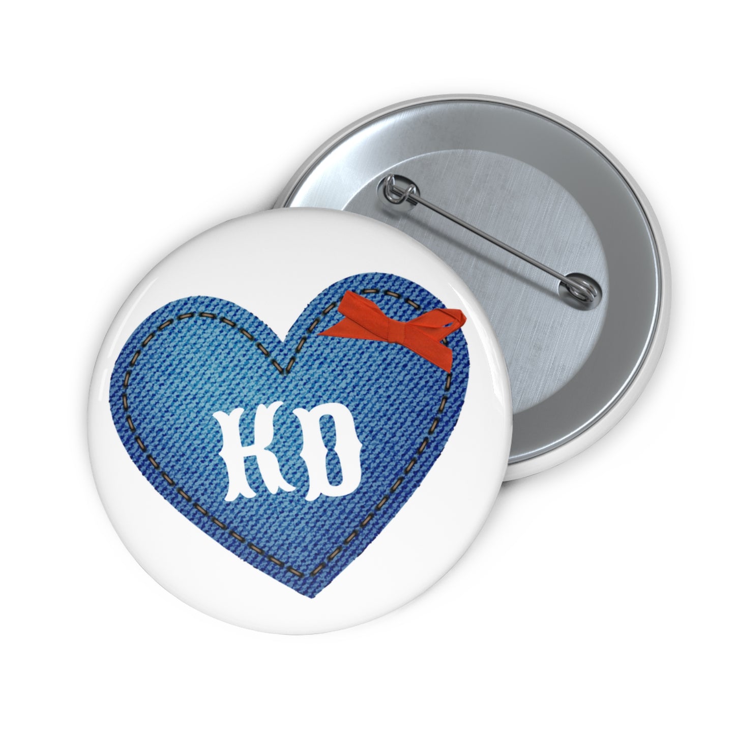 Denim Heart Sorority Pin Buttons