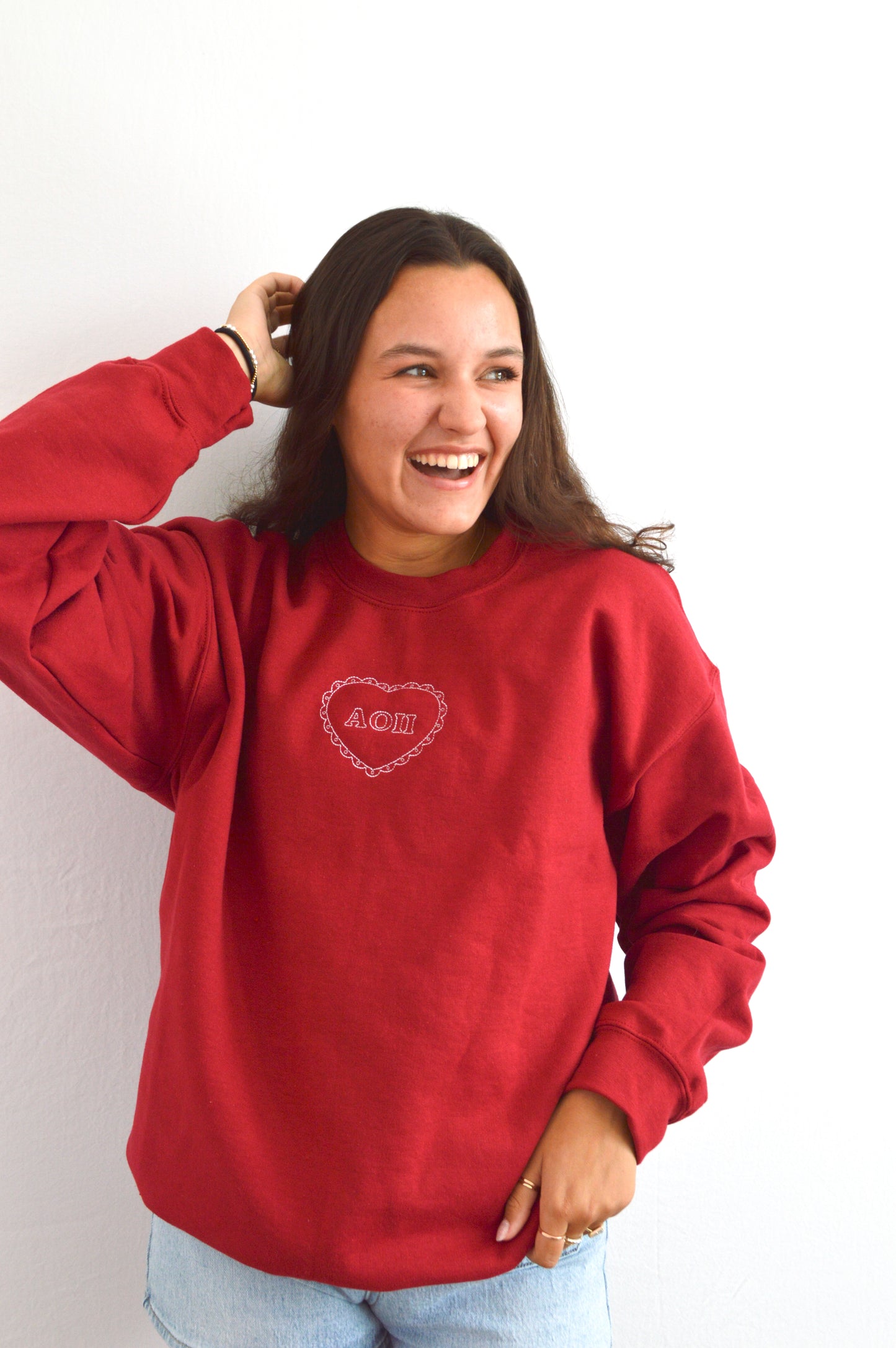 Alpha Omicron Pi Heart Crewneck