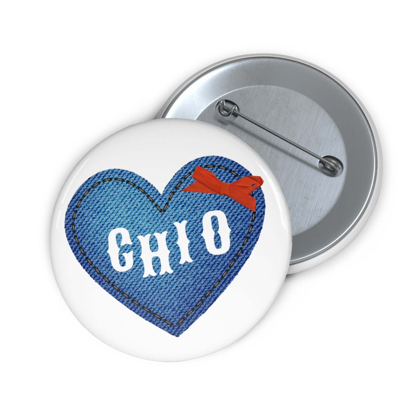 Denim Heart Sorority Pin Buttons