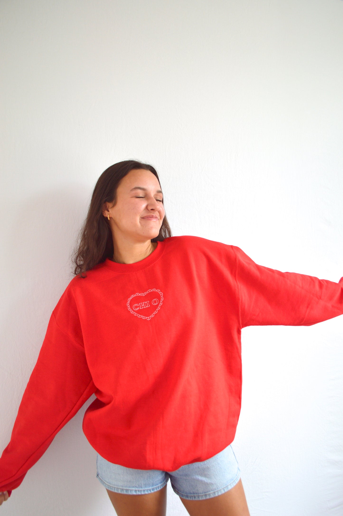 Chi Omega heart crewneck