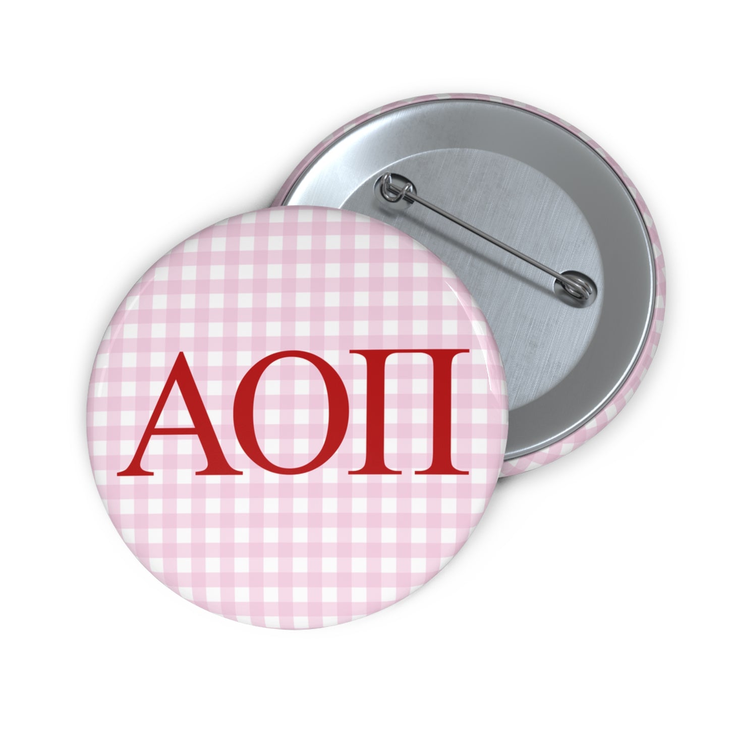 Pink Gingham Sorority Pin Buttons