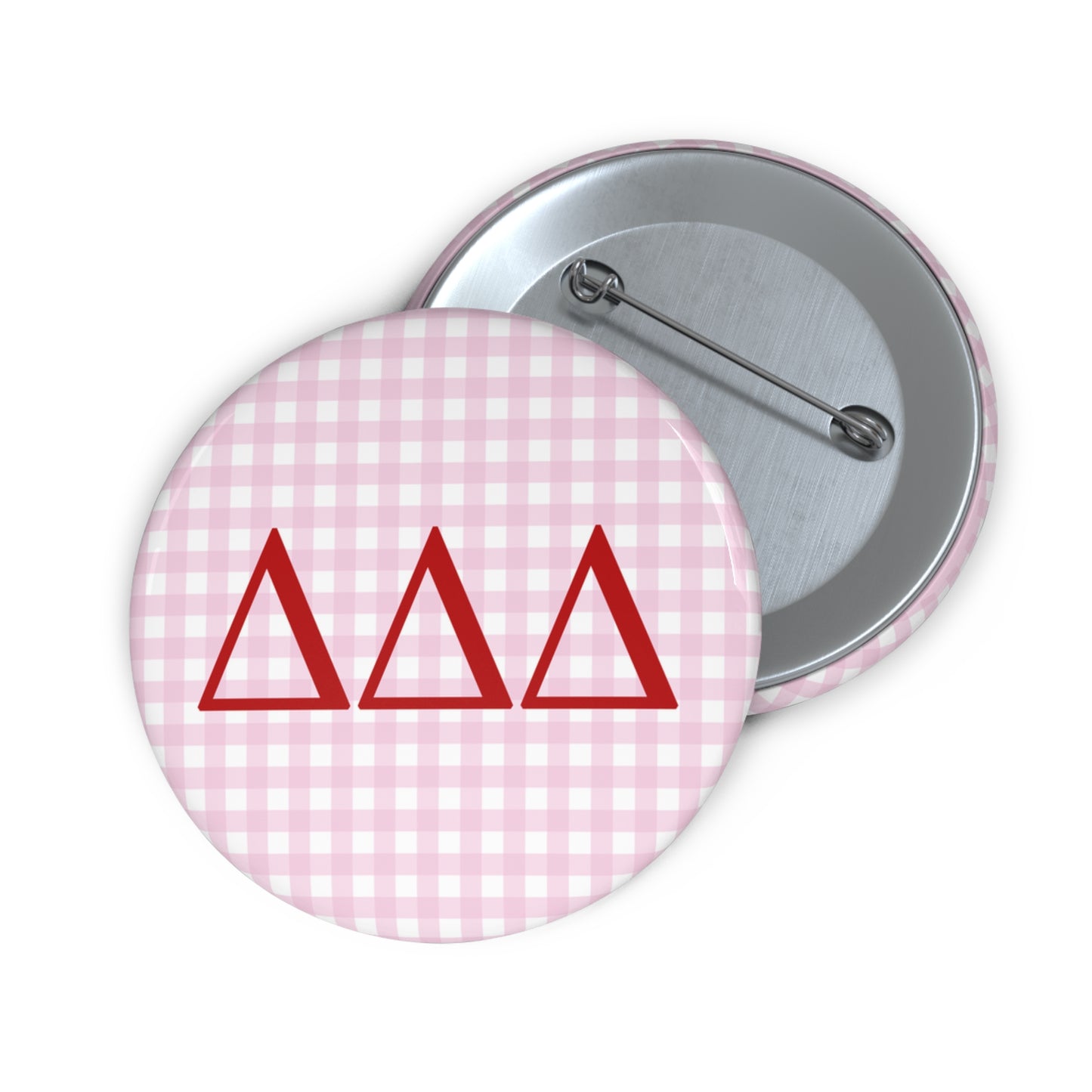 Pink Gingham Sorority Pin Buttons