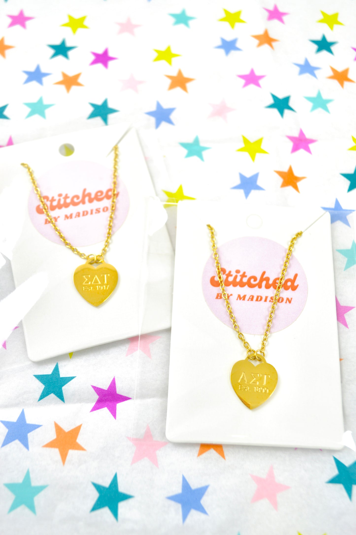 Alpha Epsilon Phi Sorority Heart Necklace
