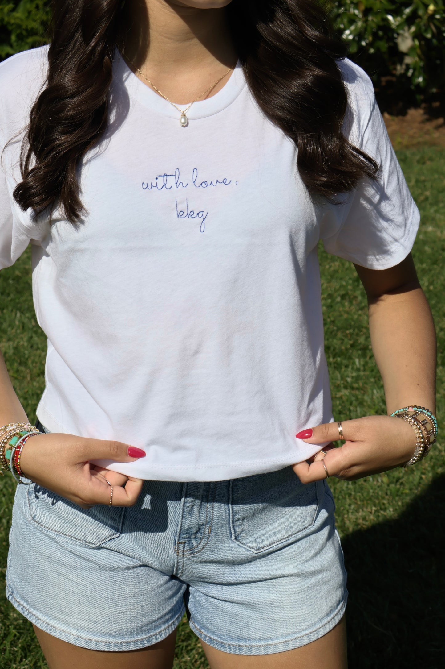 Kappa Kappa Gamma Embroidered With Love Cropped T-Shirt