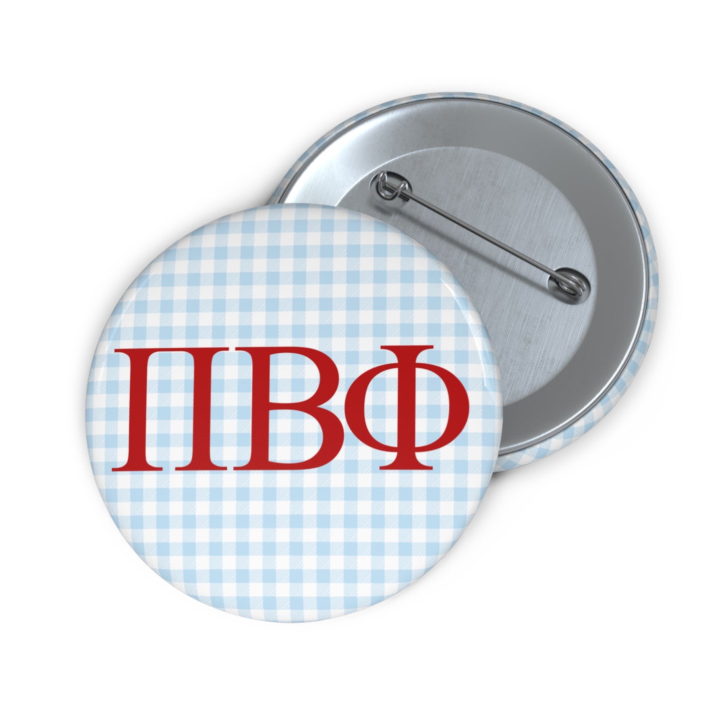 Blue Gingham Sorority Pin Buttons