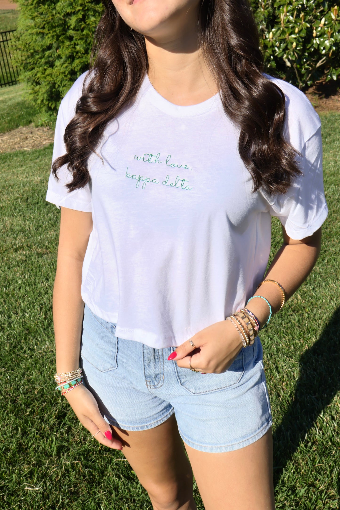 Kappa Delta Embroidered With Love Cropped T-Shirt