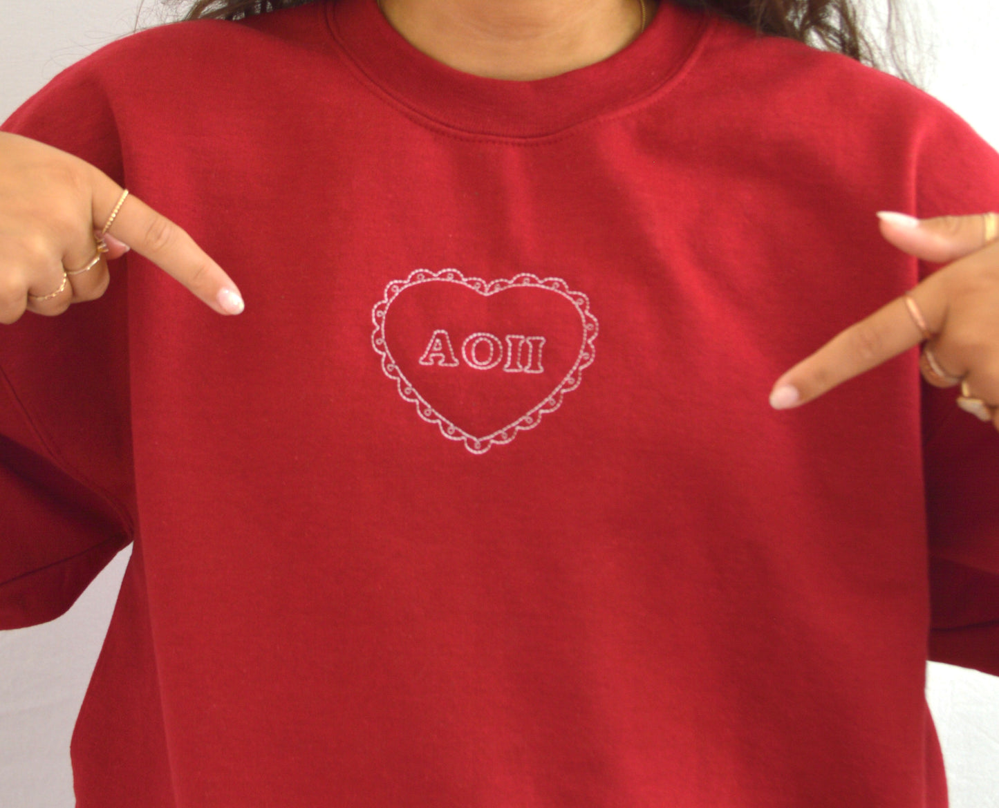 Alpha Omicron Pi Heart Crewneck