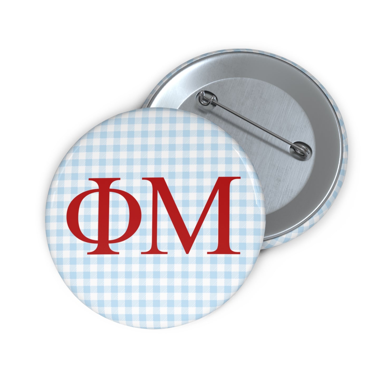 Blue Gingham Sorority Pin Buttons
