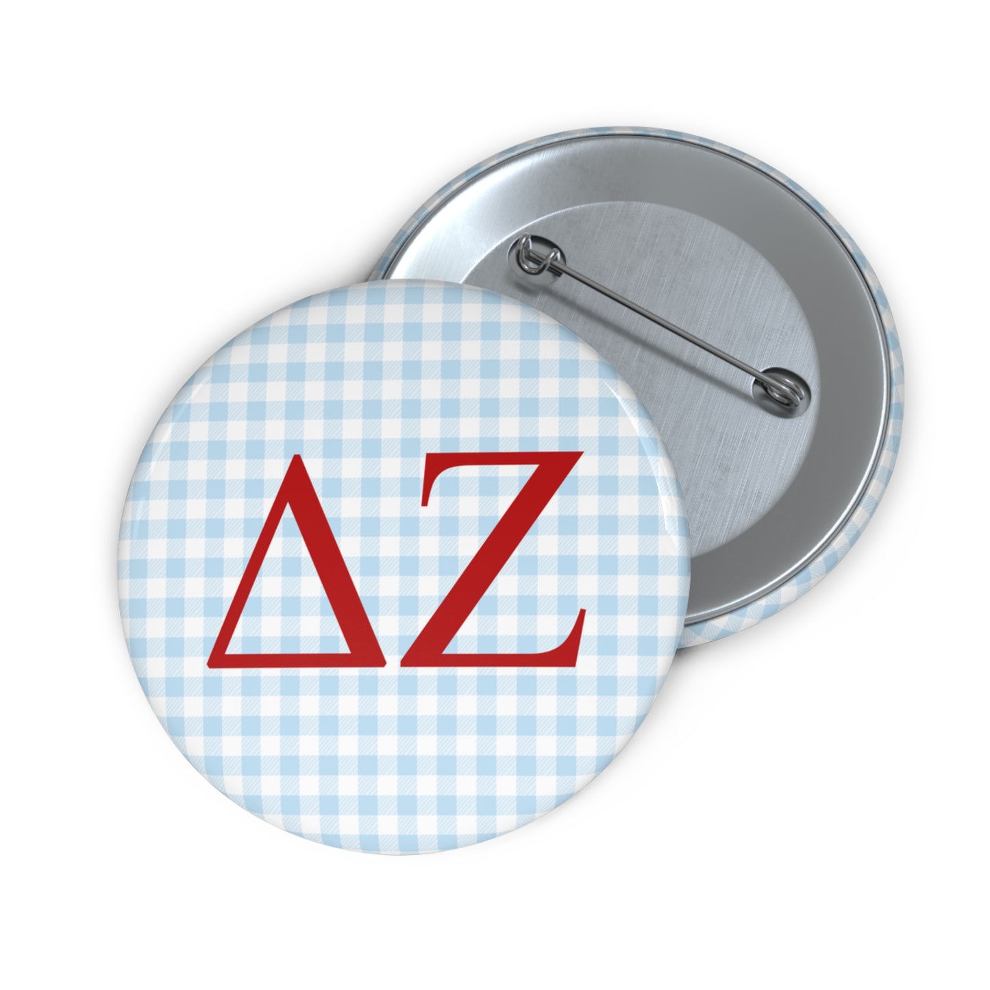 Blue Gingham Sorority Pin Buttons