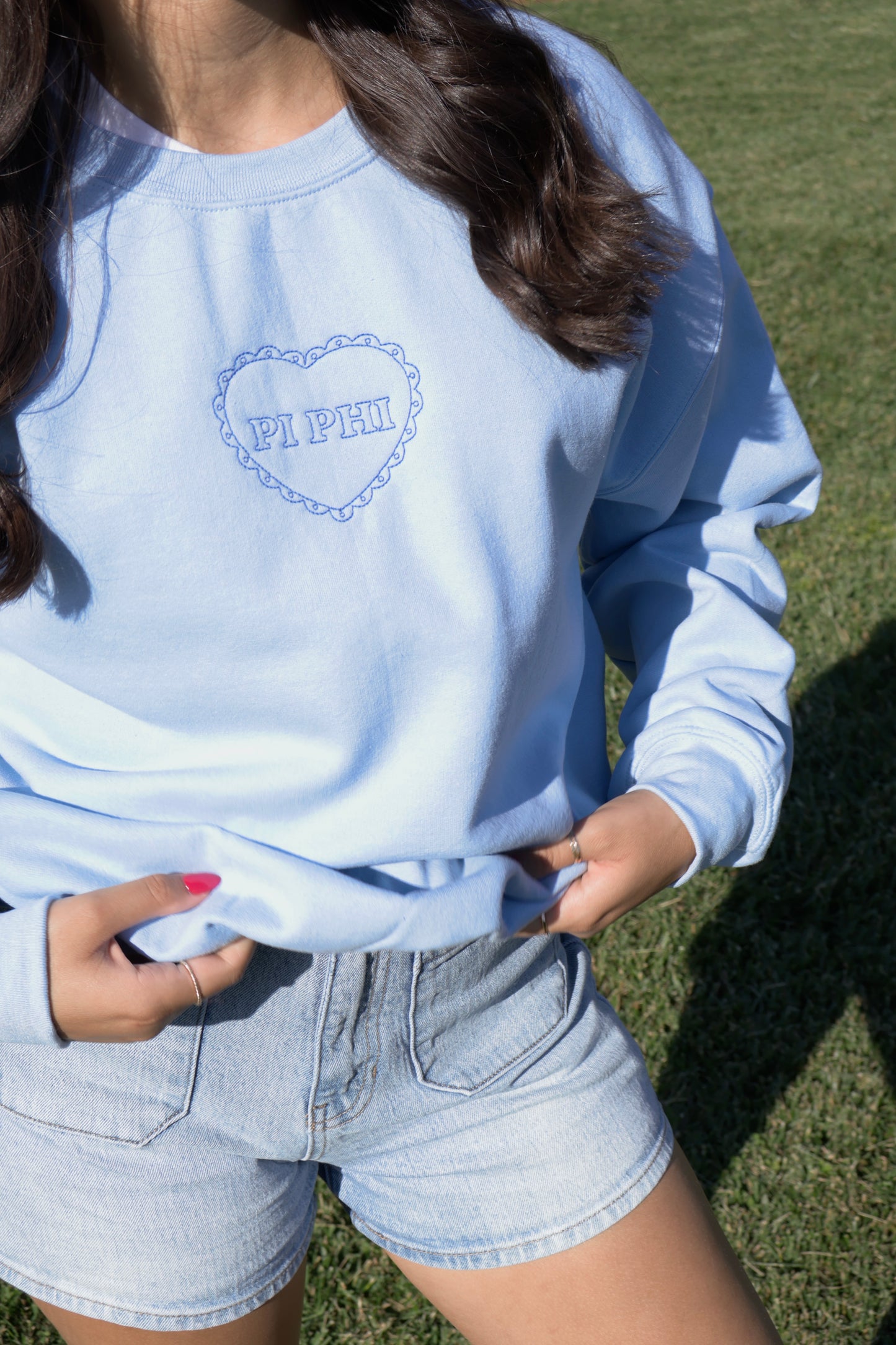 Pi Beta Phi Embroidered Coquette Heart Crewneck