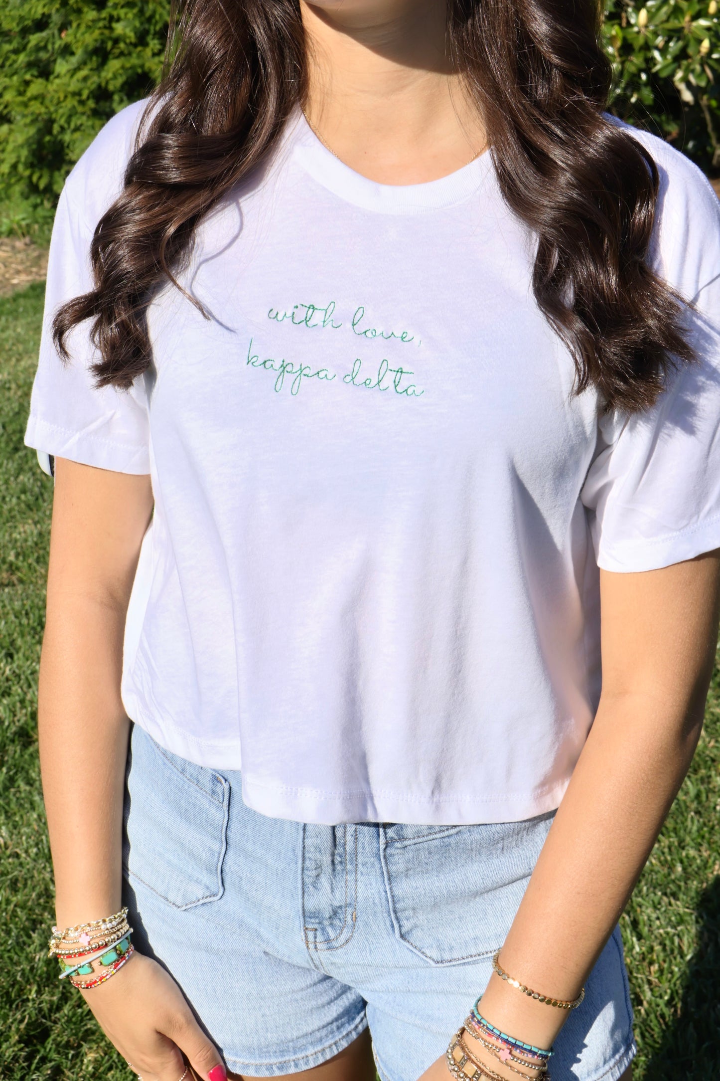 Kappa Delta Embroidered With Love Cropped T-Shirt