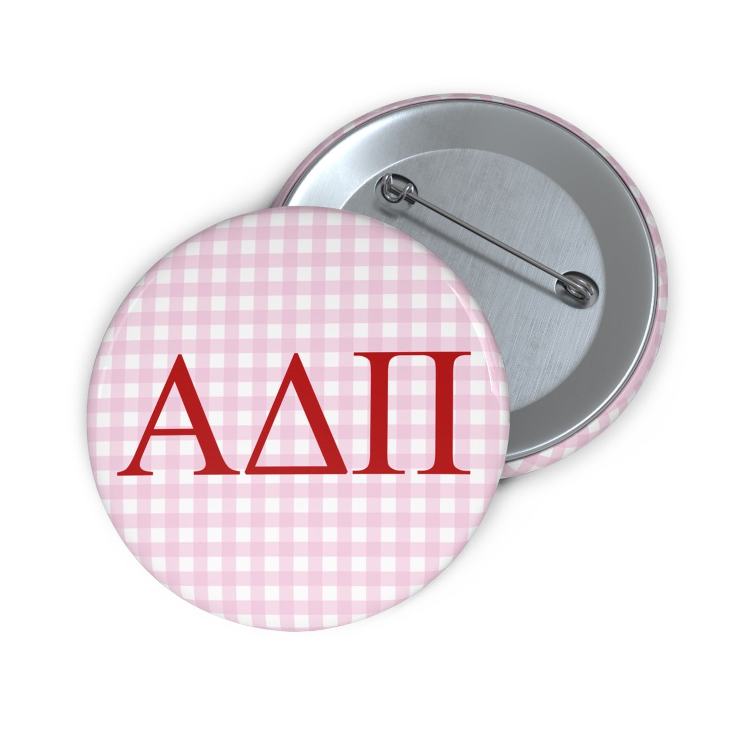 Pink Gingham Sorority Pin Buttons