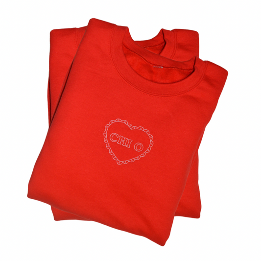 Chi Omega heart crewneck