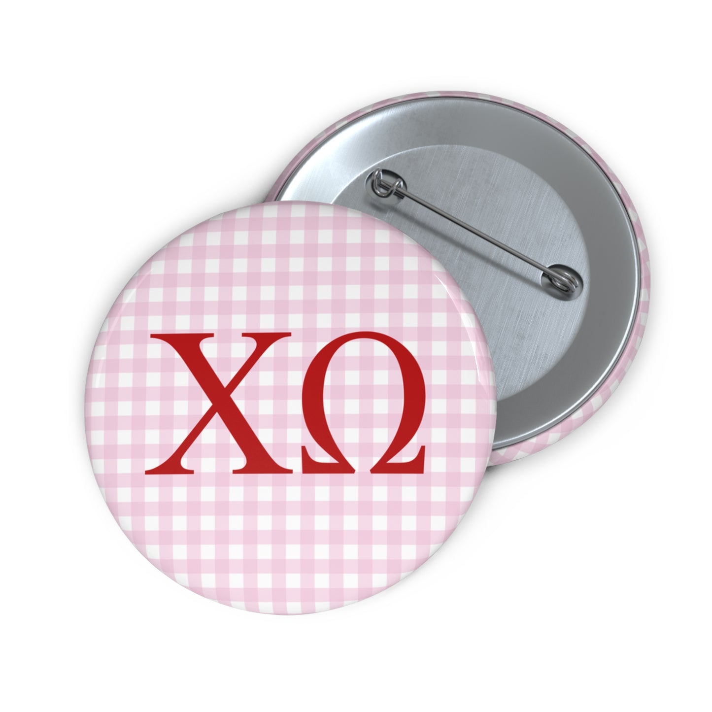 Pink Gingham Sorority Pin Buttons