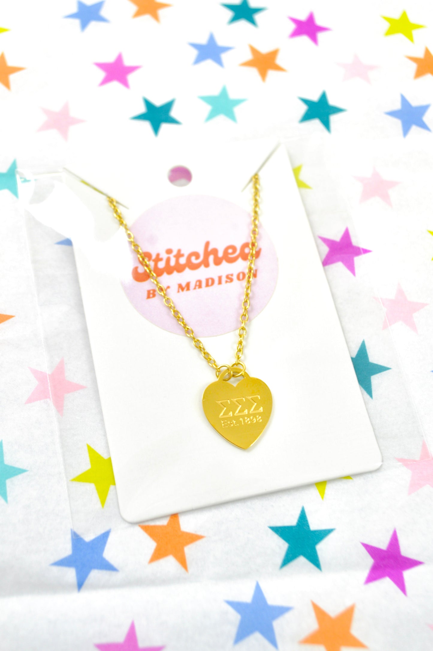 Tri Sigma Sorority Heart Necklace