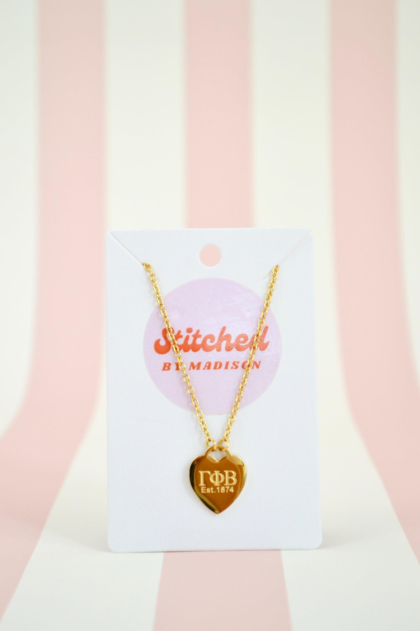 Gamma Phi Beta Sorority Heart Necklace
