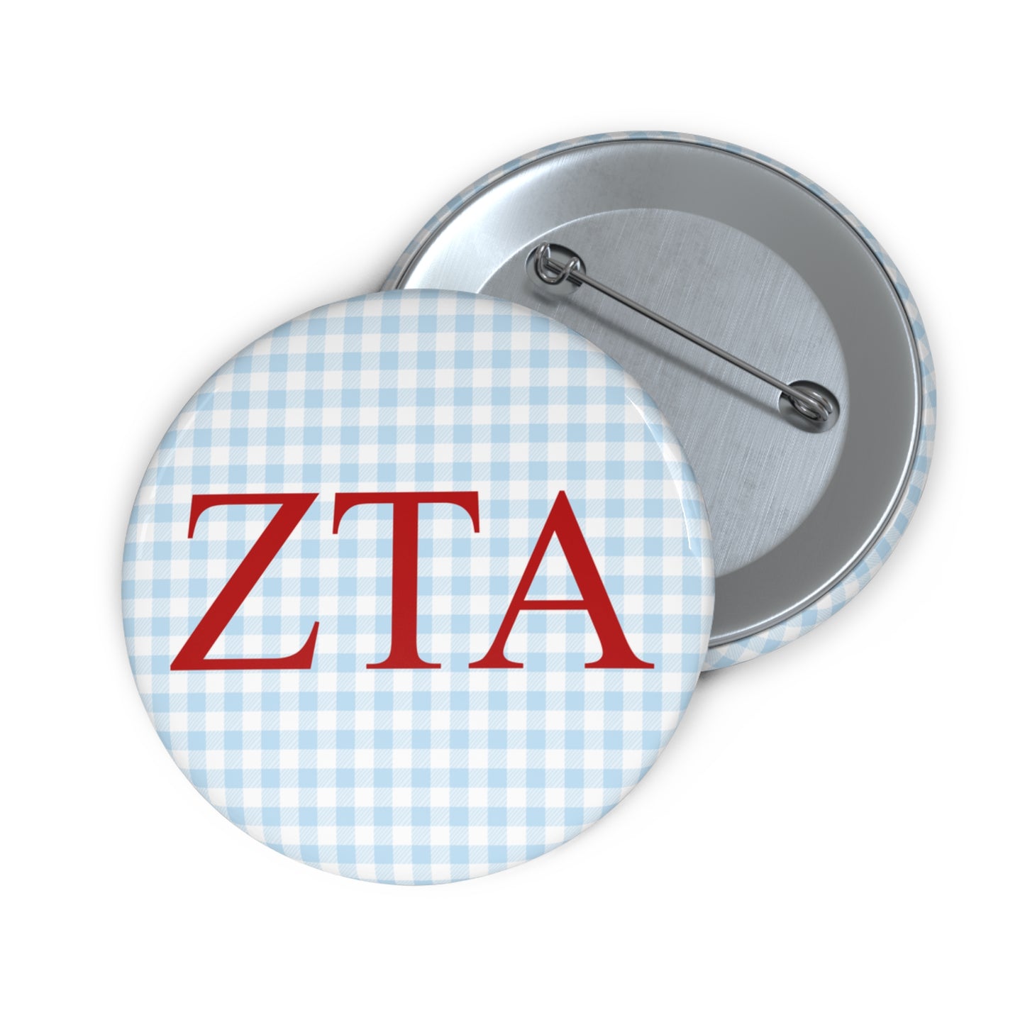 Blue Gingham Sorority Pin Buttons