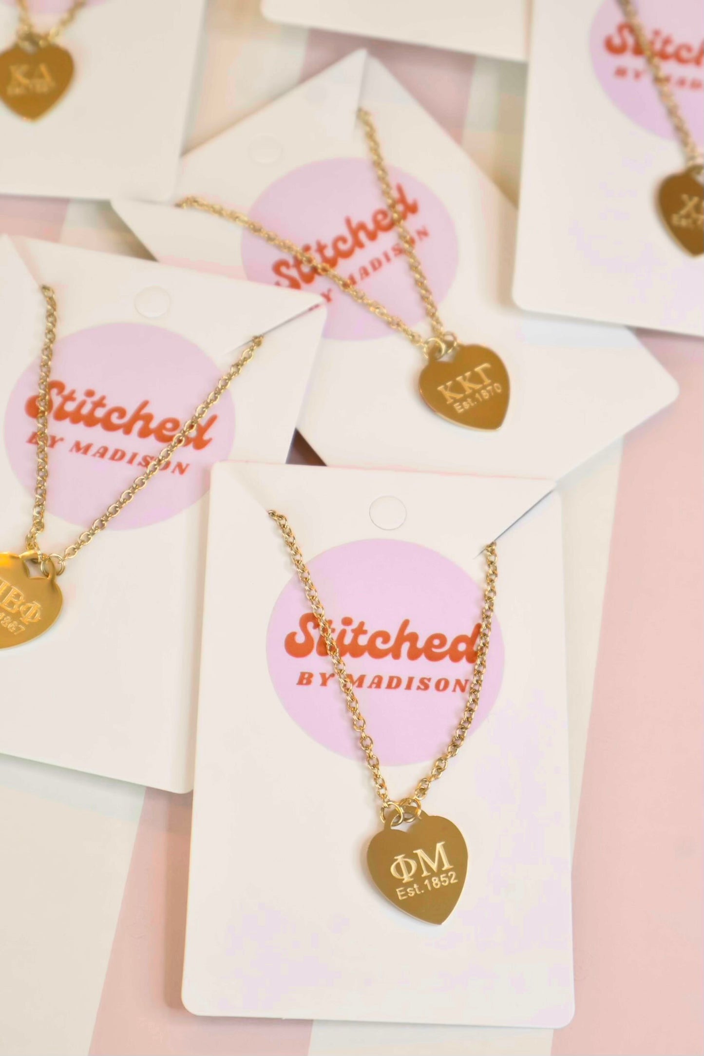 Phi Mu Sorority Heart Necklace