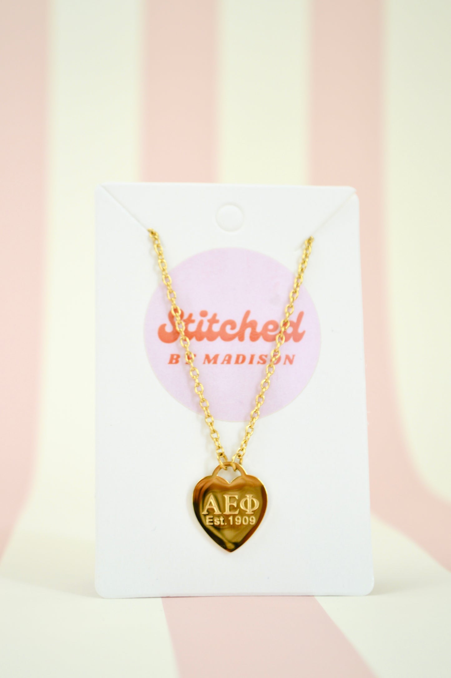 Alpha Epsilon Phi Sorority Heart Necklace