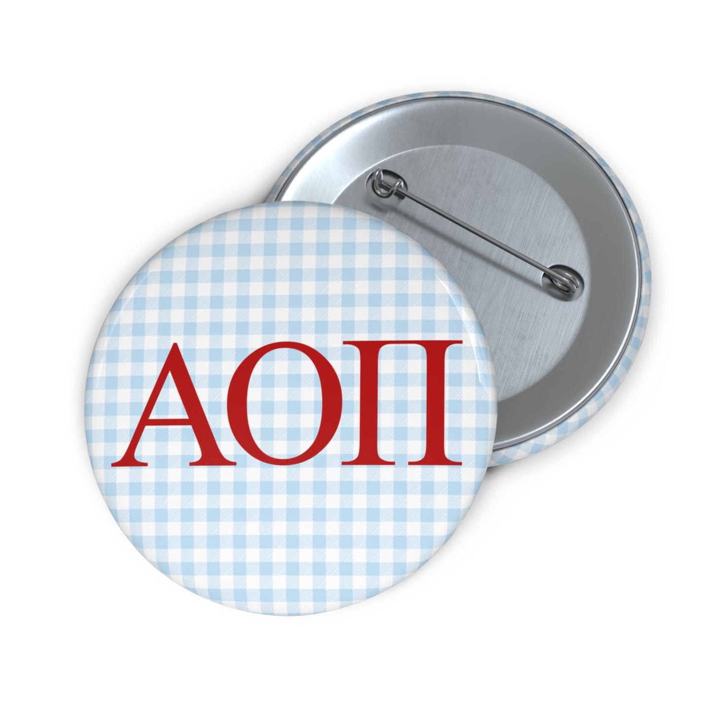 Blue Gingham Sorority Pin Buttons