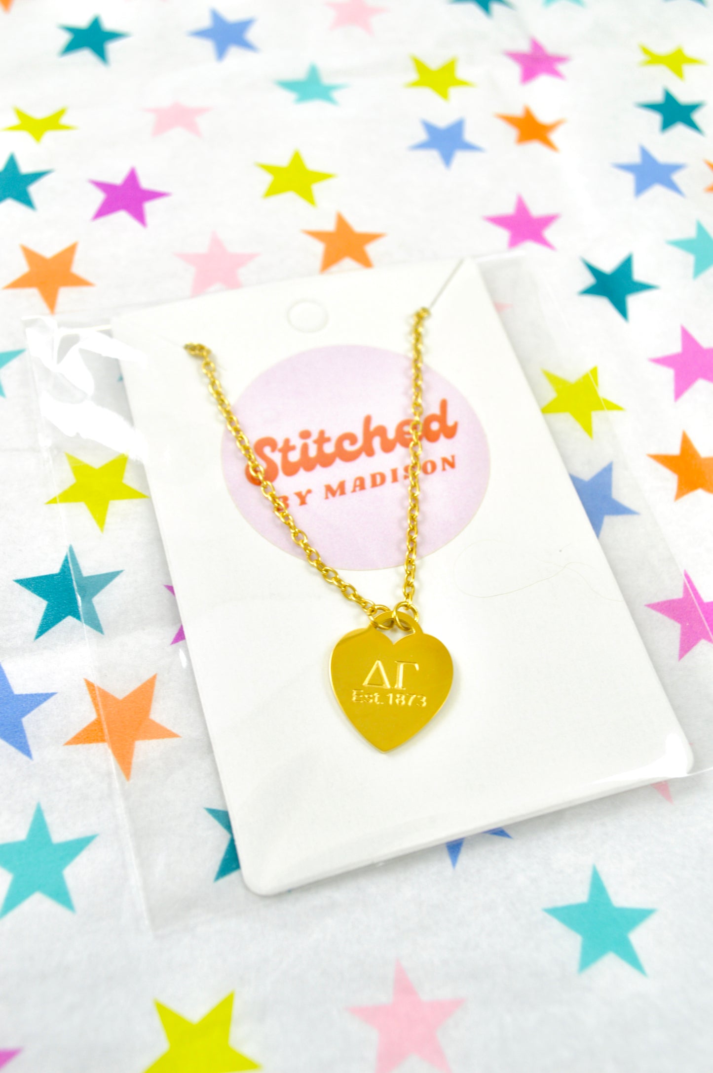 Delta Gamma Sorority Heart Necklace