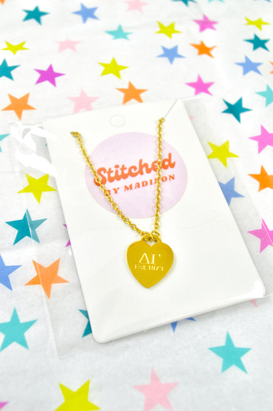 Delta Gamma Sorority Heart Necklace