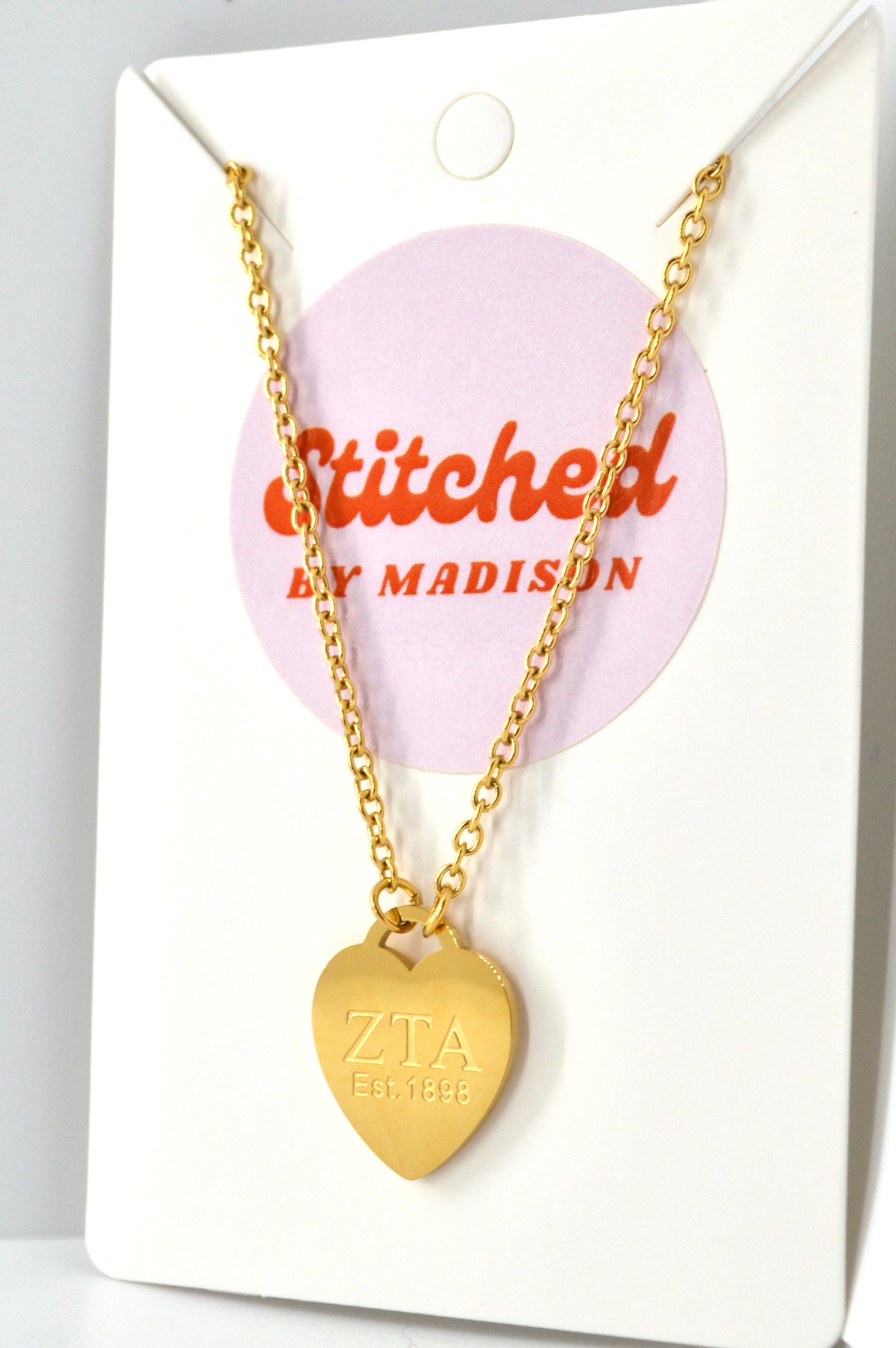 Zeta Tau Alpha Sorority Heart Necklace