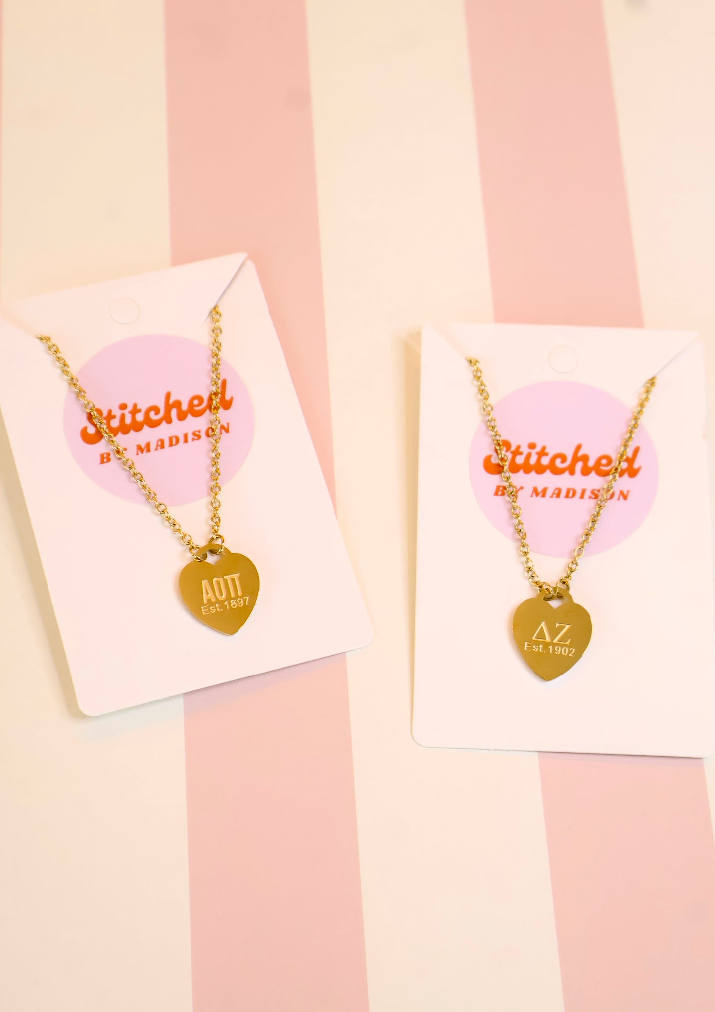 Alpha Omicron Pi Sorority Heart Necklace