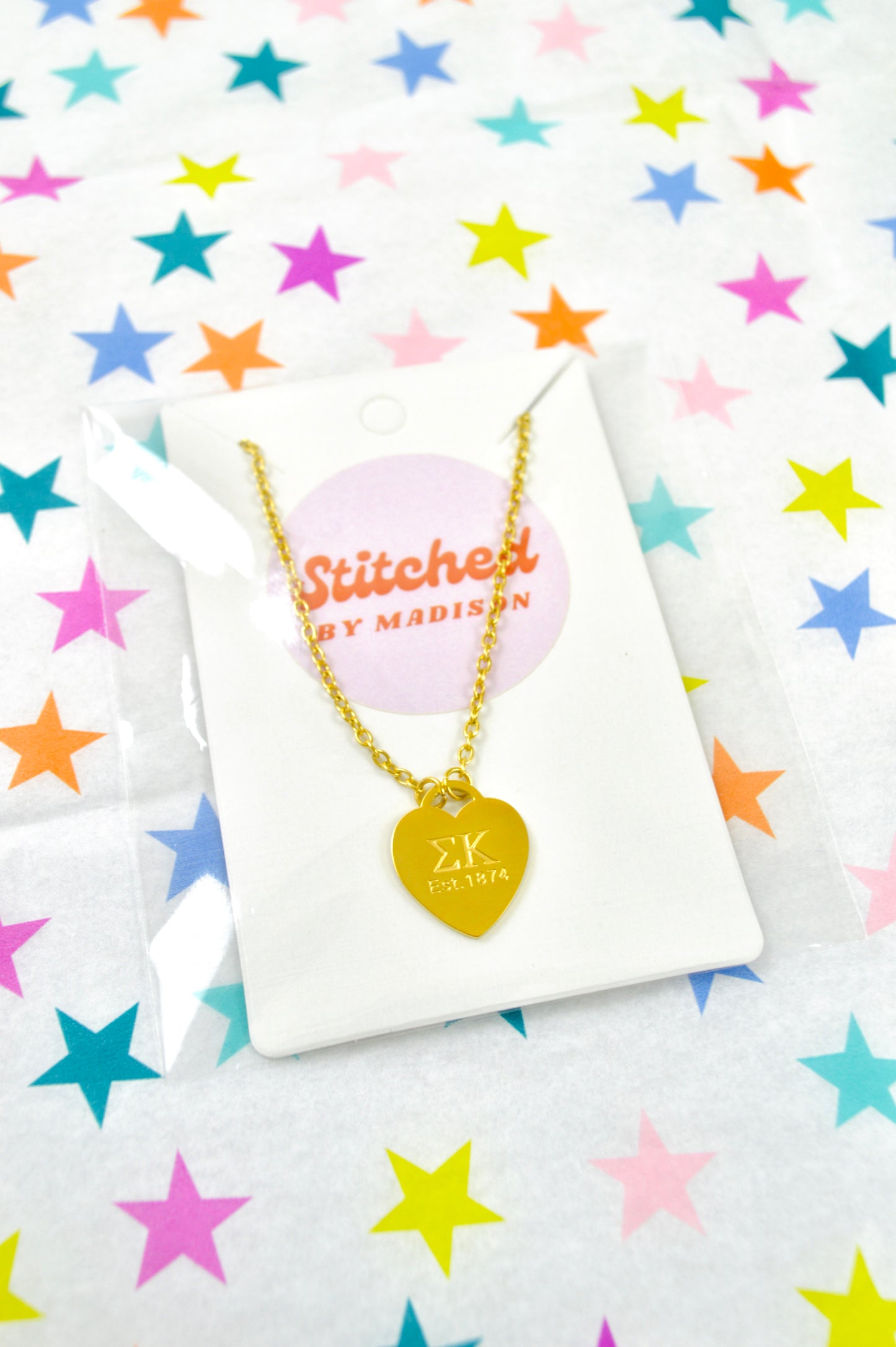 Sigma Kappa Sorority Heart Necklace