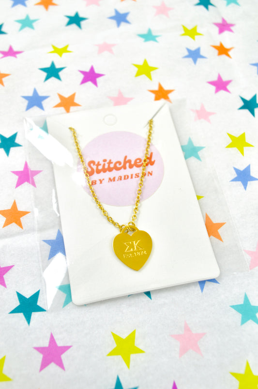 Sigma Kappa Sorority Heart Necklace