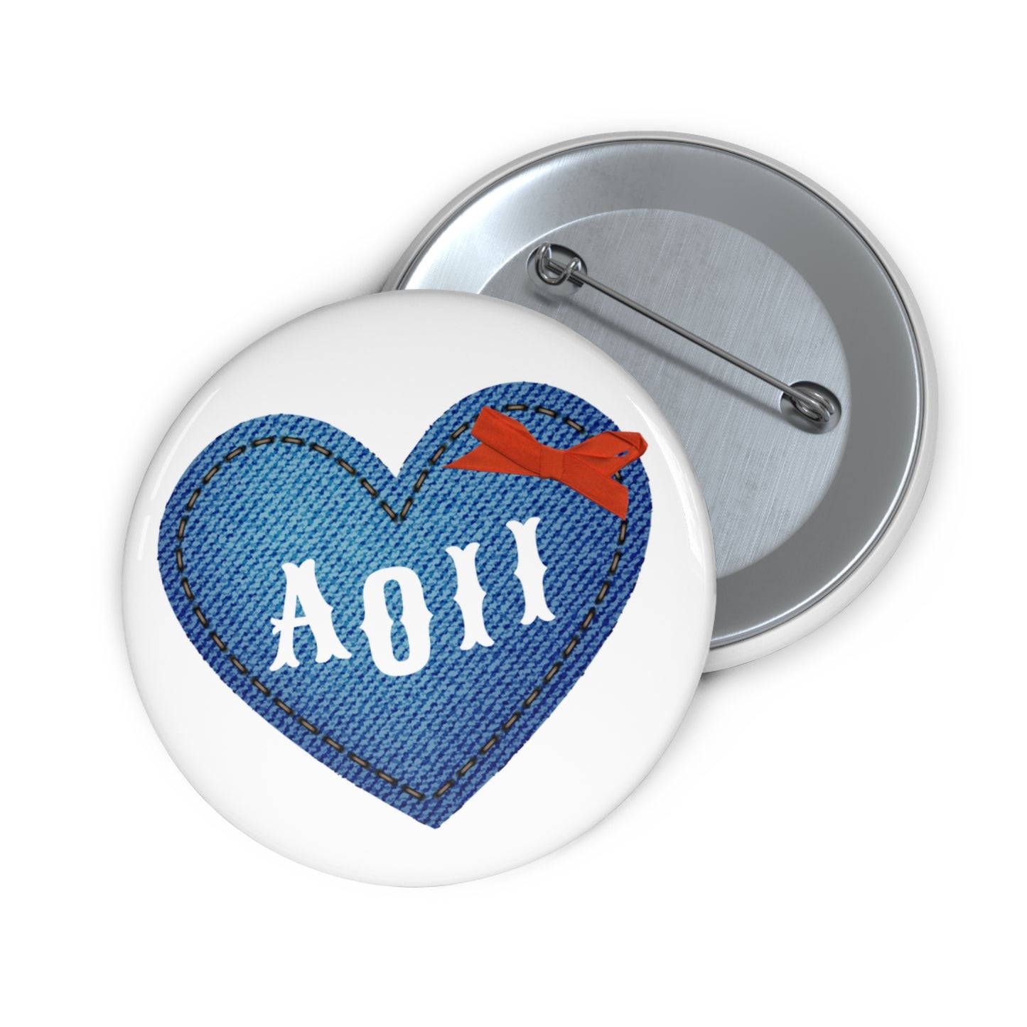 Denim Heart Sorority Pin Buttons