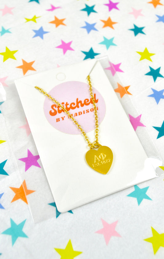 Alpha Phi Sorority Heart Necklace