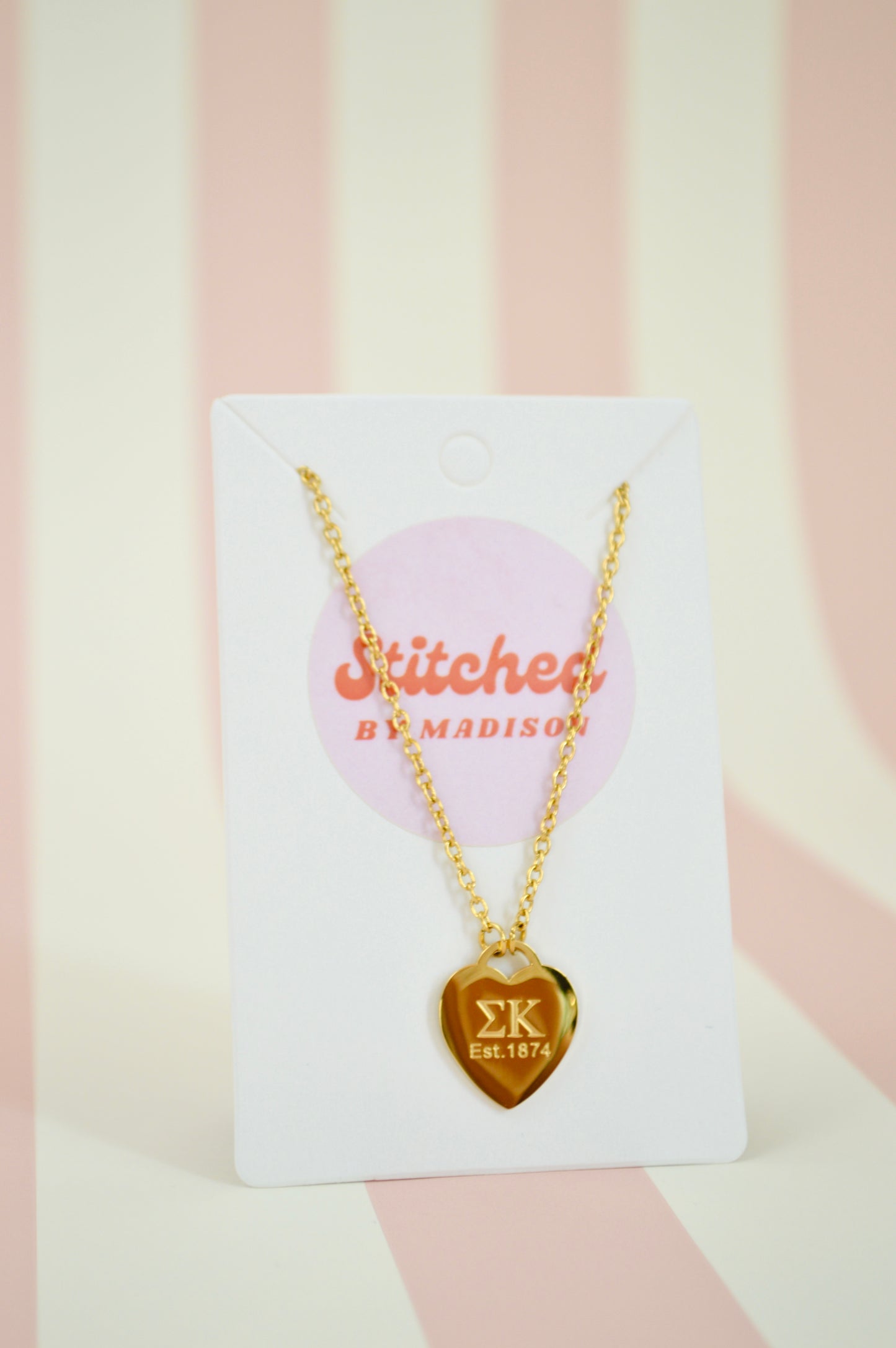 Sigma Kappa Sorority Heart Necklace