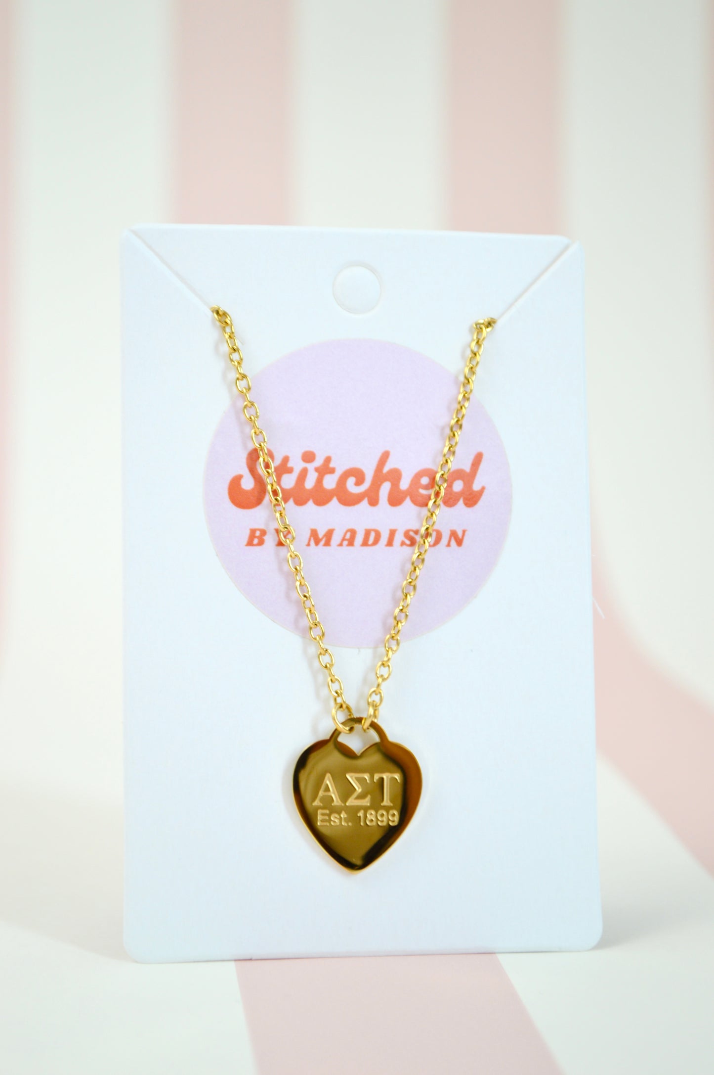 Alpha Sigma Tau Sorority Heart Necklace