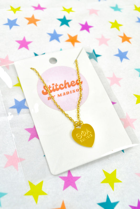Theta Phi Alpha Sorority Heart Necklace