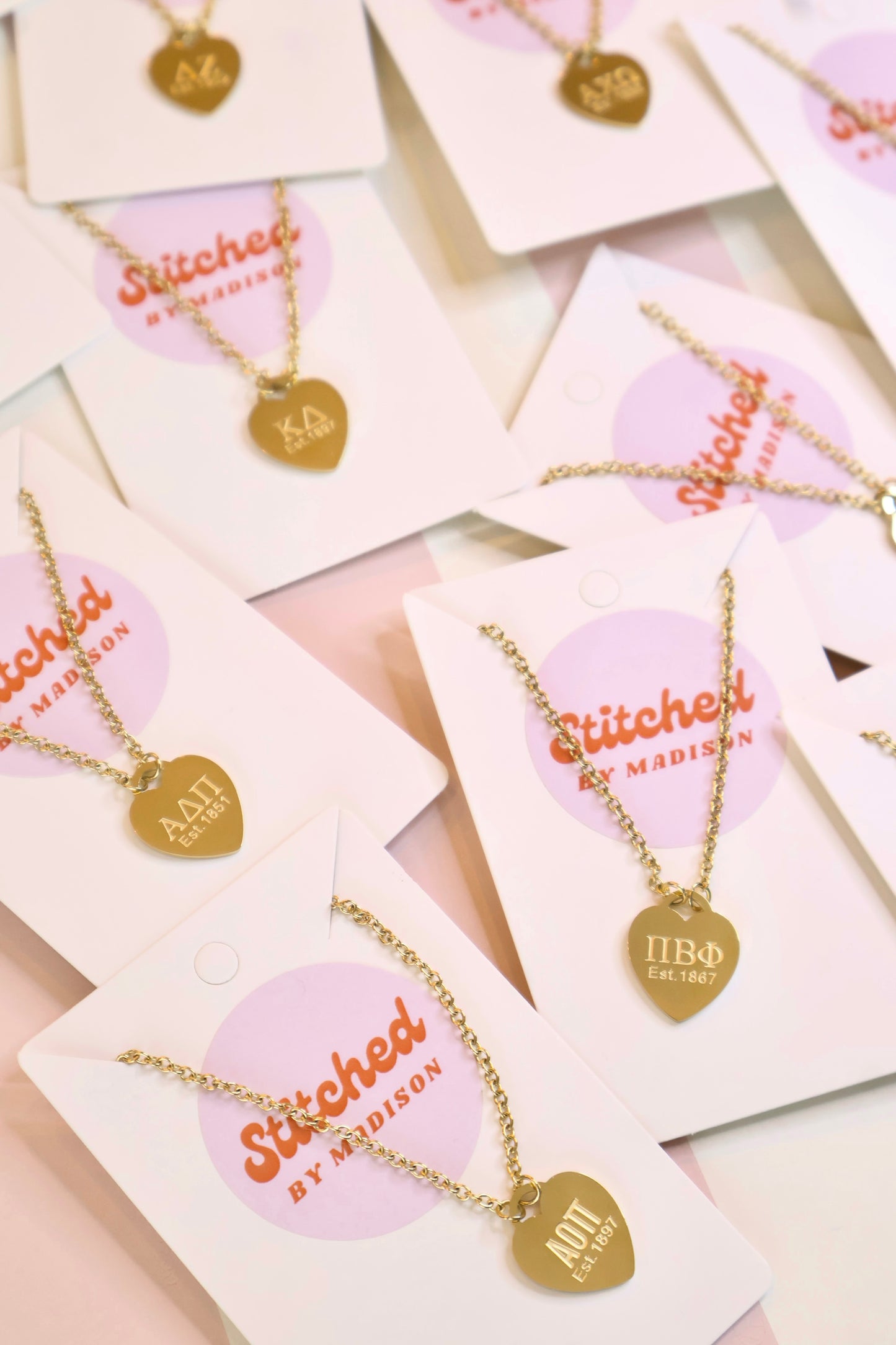 Alpha Omicron Pi Sorority Heart Necklace