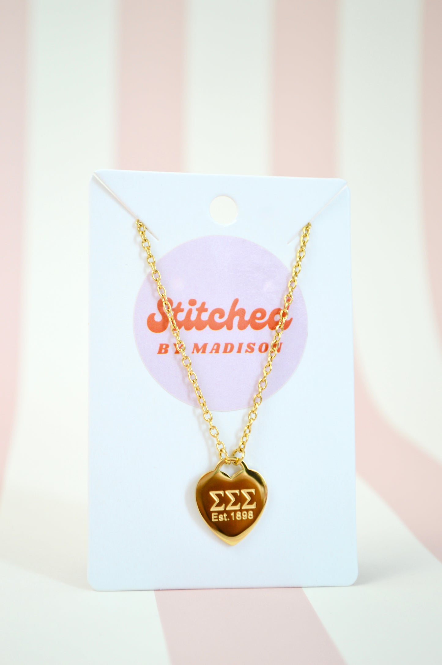 Tri Sigma Sorority Heart Necklace