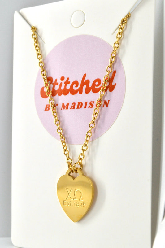 Chi Omega Sorority Heart Necklace