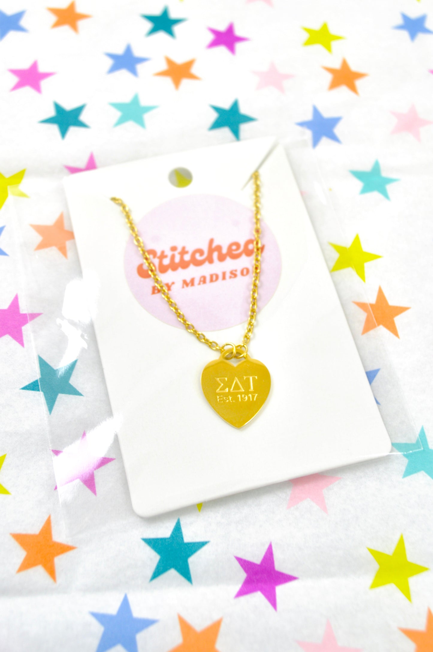 Sigma Delta Tau Sorority Heart Necklace
