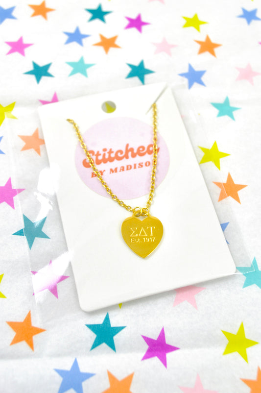Sigma Delta Tau Sorority Heart Necklace