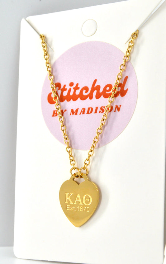 Kappa Alpha Theta Sorority Heart Necklace
