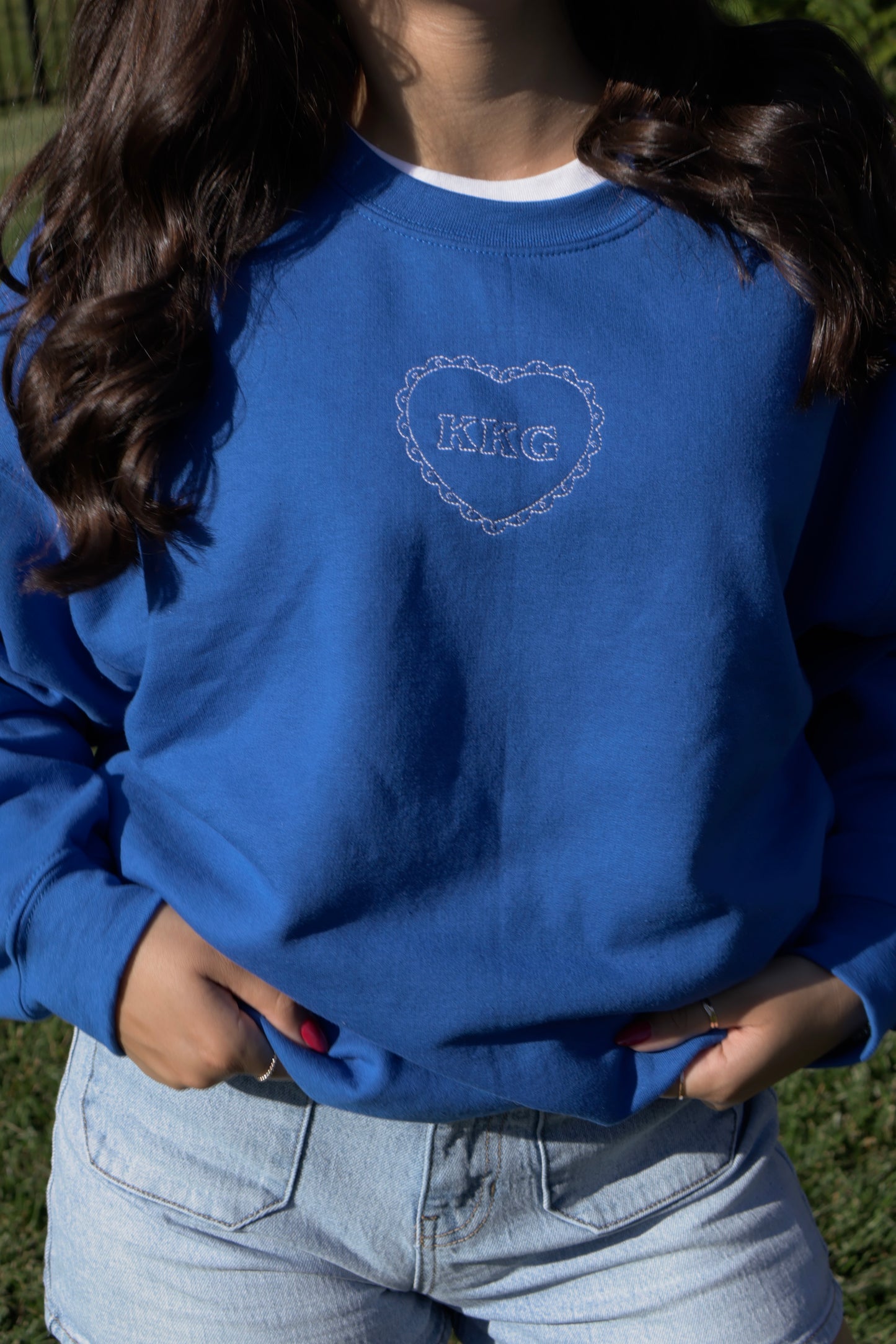 Kappa Kappa Gamma Embroidered Coquette Heart Crewneck