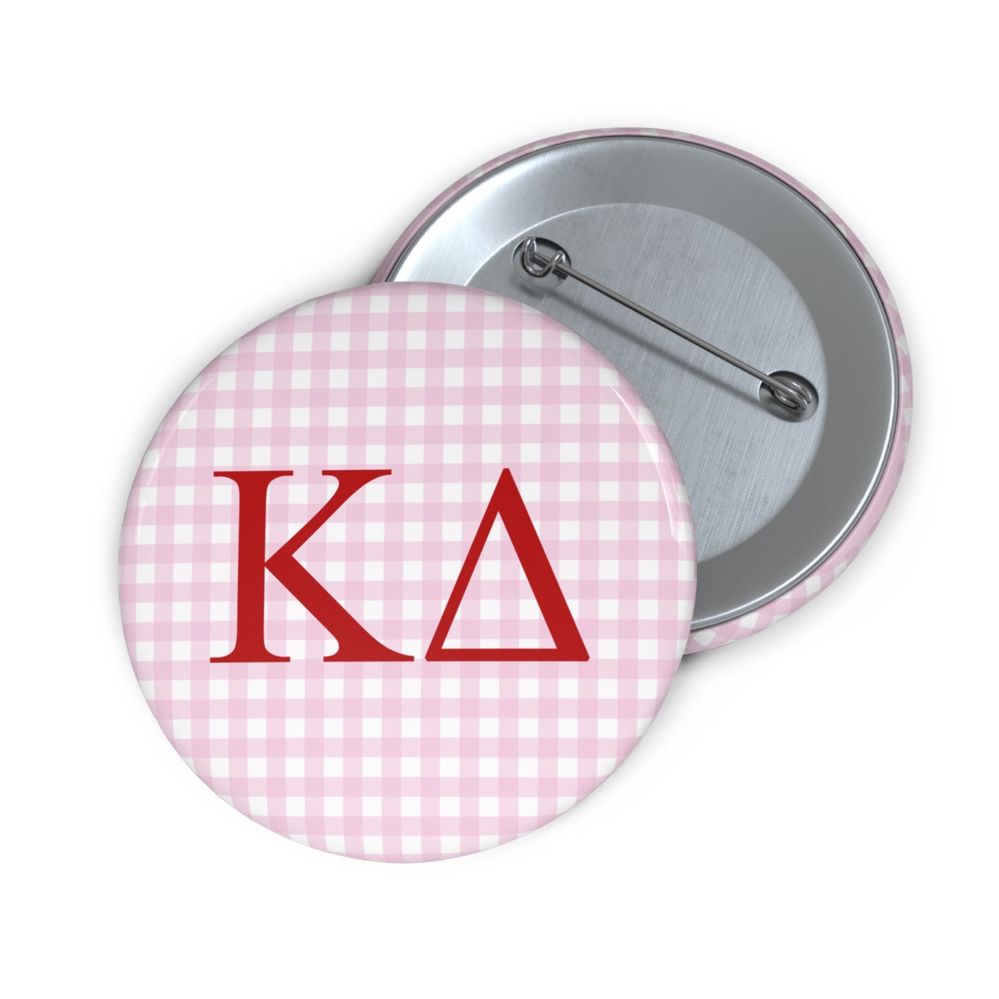 Pink Gingham Sorority Pin Buttons