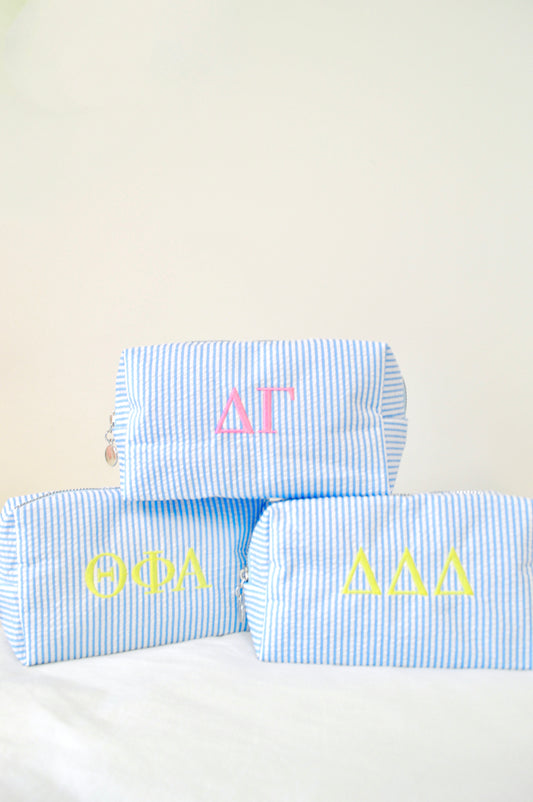 Tri Delta Embroidered Sorority Cosmetic Bag