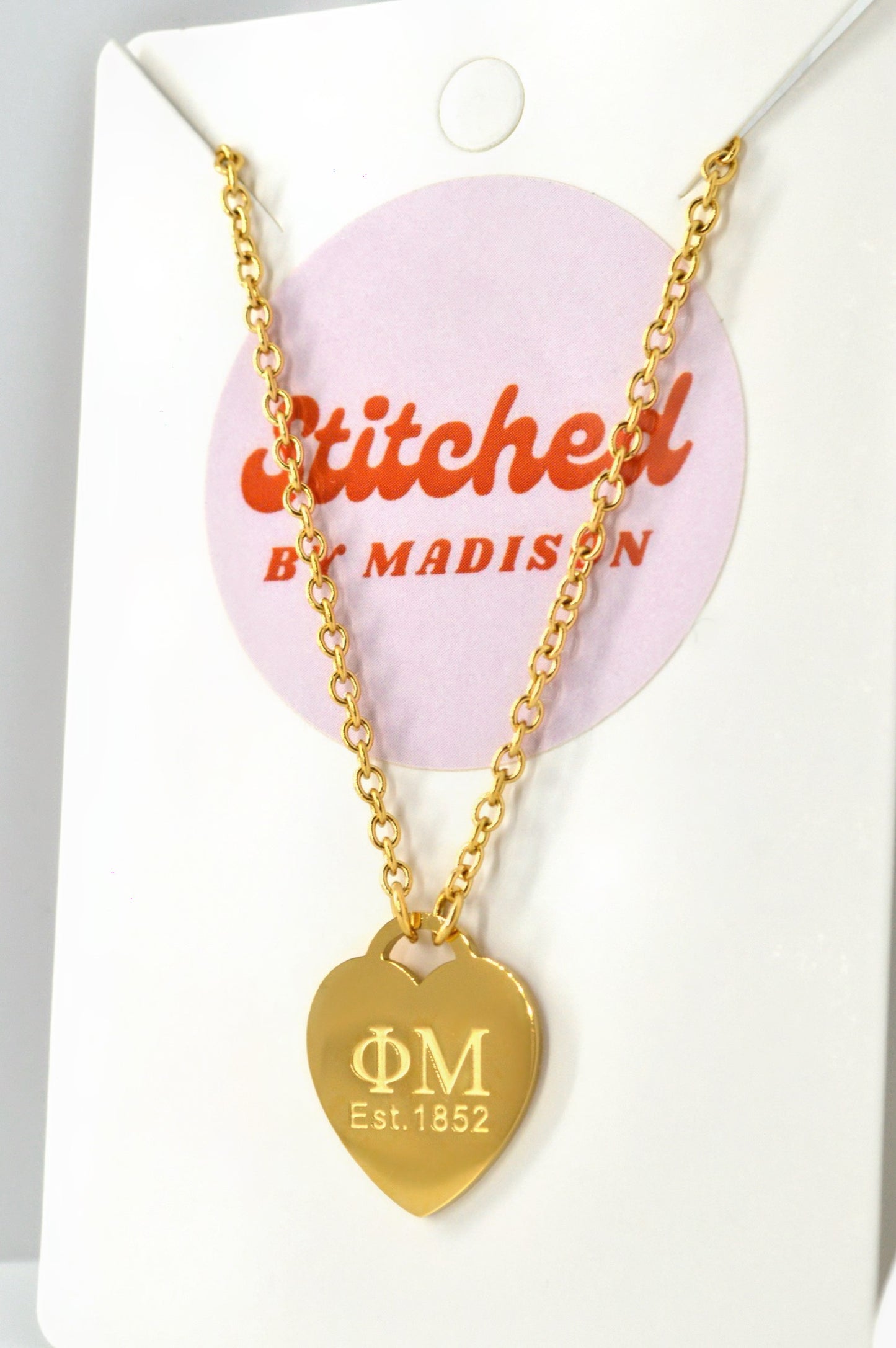 Phi Mu Sorority Heart Necklace