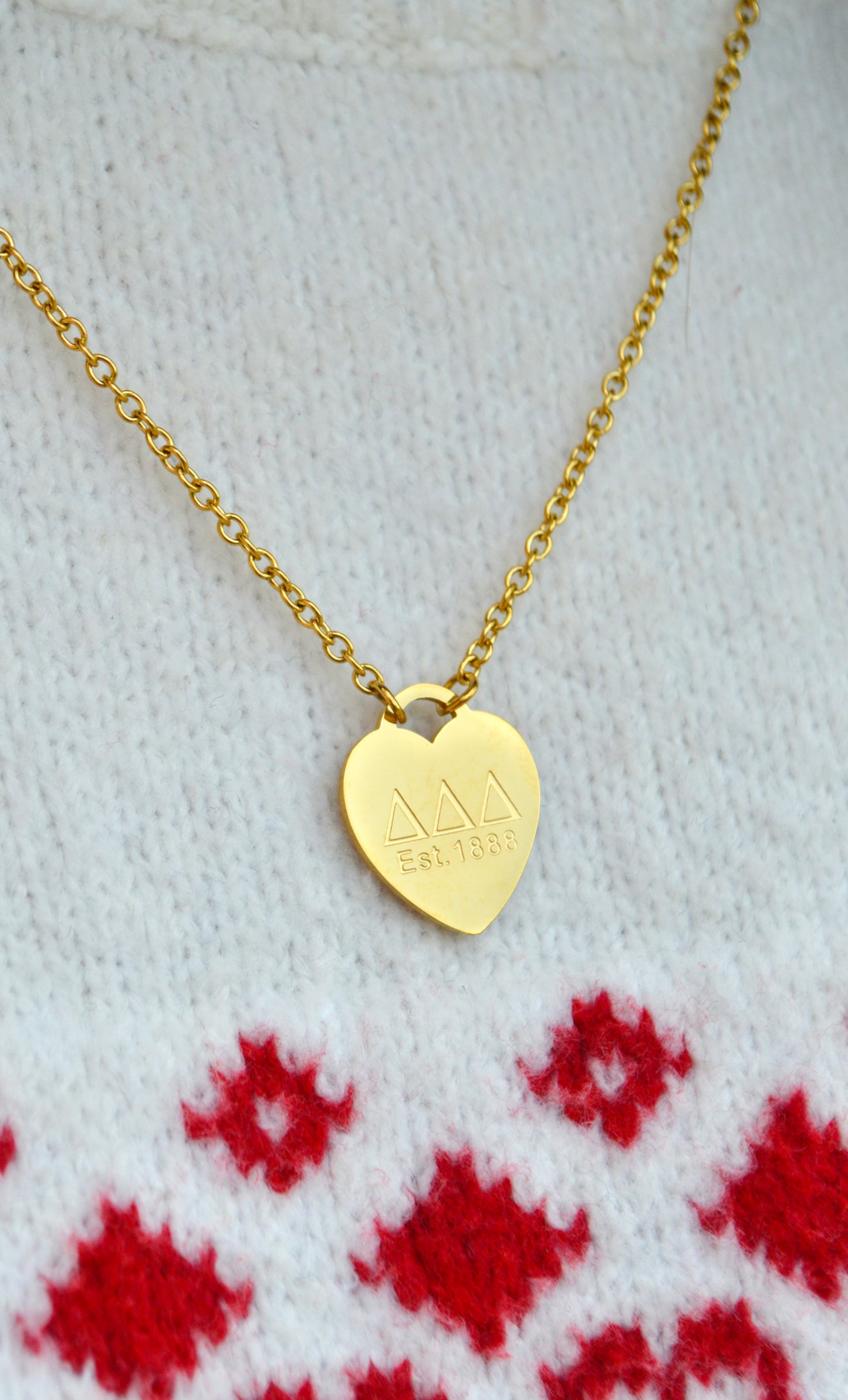 Tri Delta Sorority Heart Necklace
