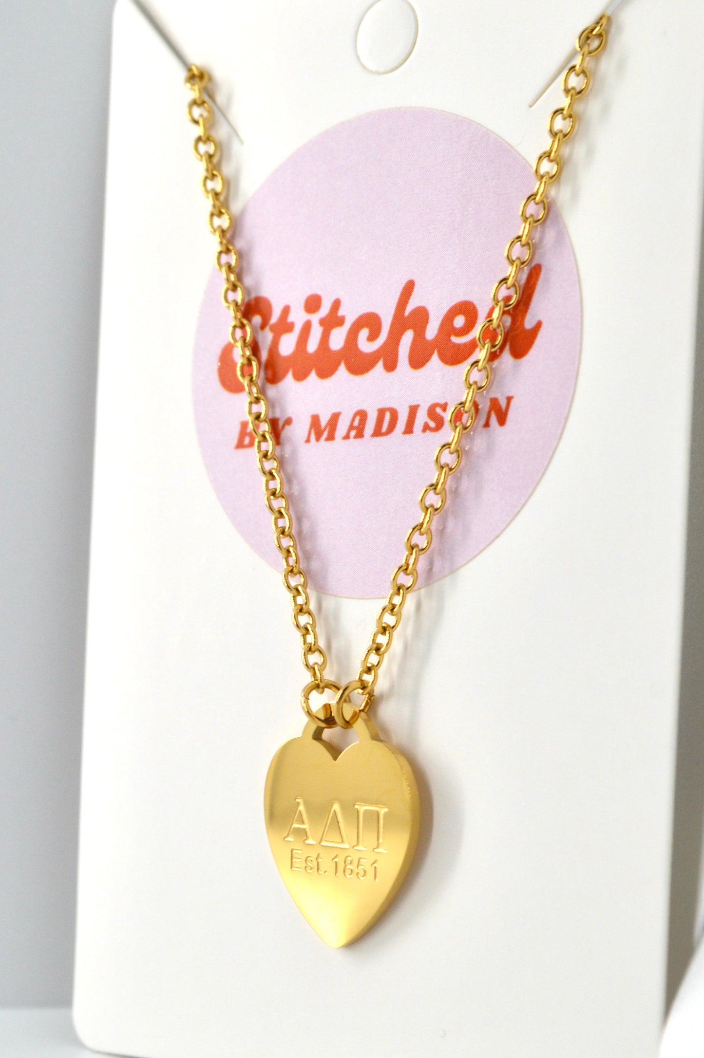 Alpha Delta Pi Sorority Heart Necklace