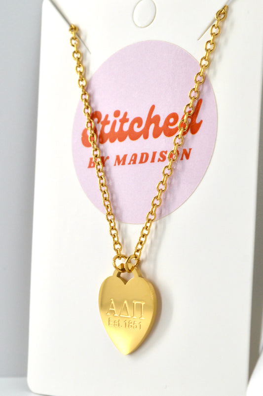 Alpha Delta Pi Sorority Heart Necklace